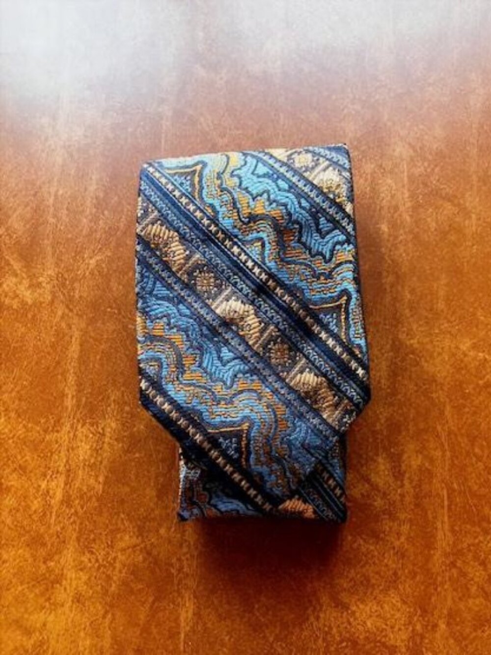 EUC Vintage Christian Dior 100% Silk Blue, Copper and Brown Men's Tie